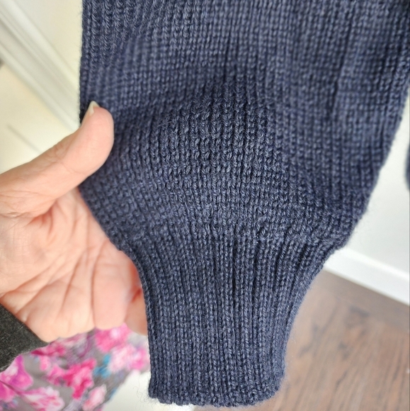 100% Alpaca Open front Handmade cardigan Made in Peru sz small Navy - Picture 4 of 8